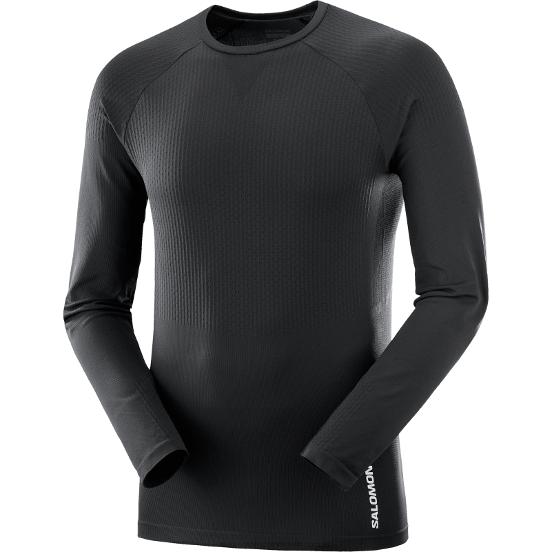 Salomon djup svart herr långärmad t-shirt - sense aero seamless T82RP230