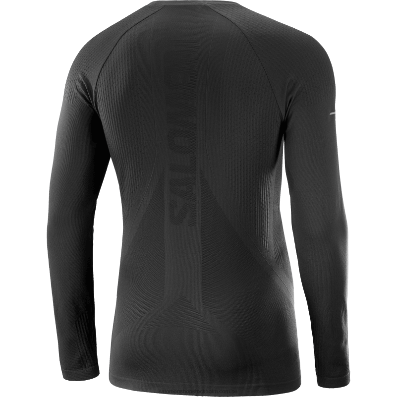 Salomon djup svart herr långärmad t-shirt - sense aero seamless T82RP230