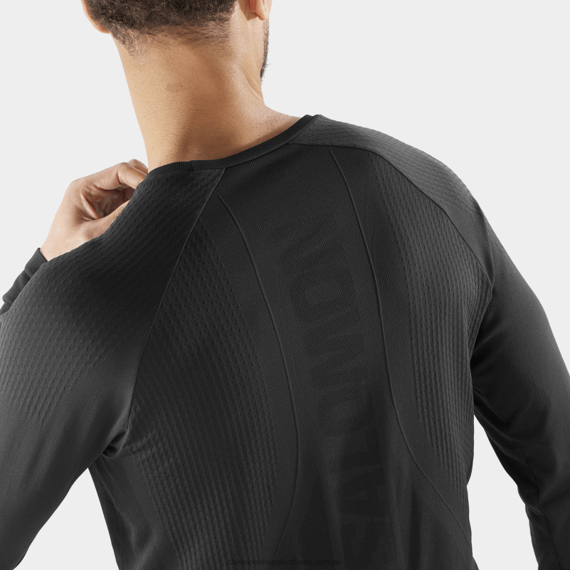 Salomon djup svart herr långärmad t-shirt - sense aero seamless T82RP230
