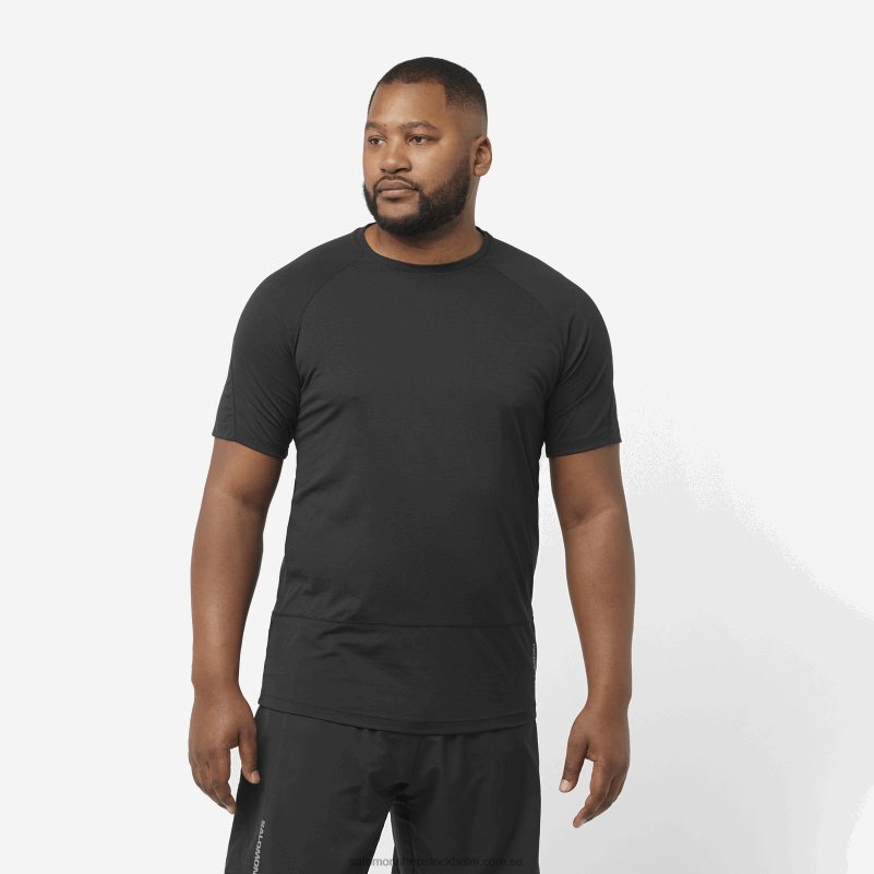 Salomon djup svart kortärmad herr t-shirt - cross run T82RP238
