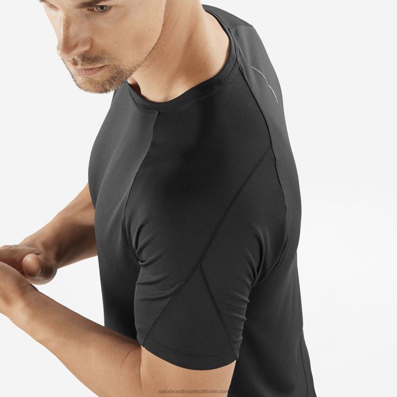 Salomon djup svart kortärmad herr t-shirt - cross run T82RP238