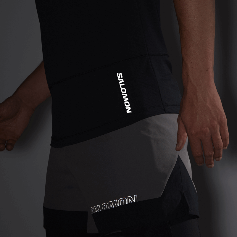 Salomon djup svart kortärmad herr t-shirt - cross run T82RP238
