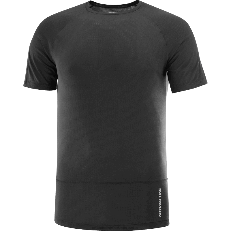 Salomon djup svart kortärmad herr t-shirt - cross run T82RP238