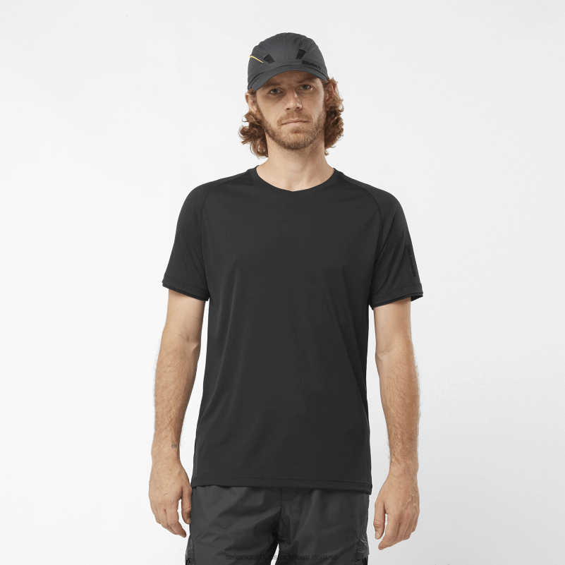Salomon djup svart kortärmad herr t-shirt - equipe logotyp T82RP1197