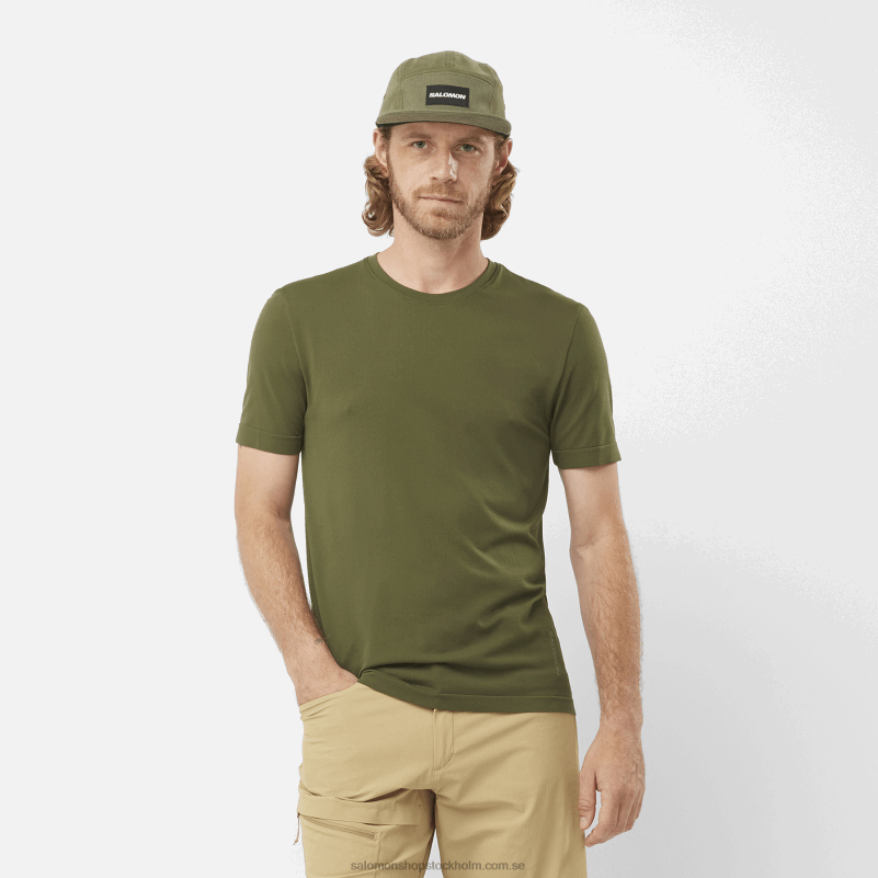 Salomon druvblad/skogsnatt kortärmad t-shirt för män - väsentligt sömlös T82RP246