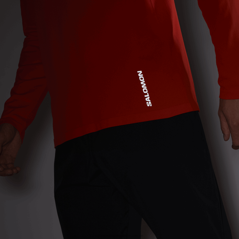 Salomon eldröd herr långärmad t-shirt - sense aero seamless T82RP231