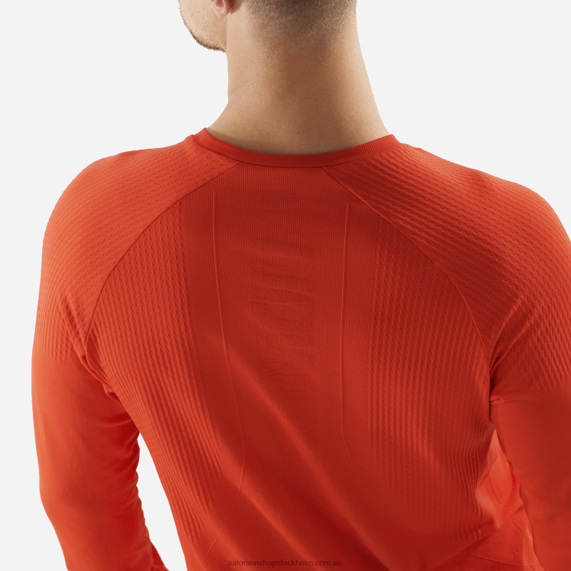 Salomon eldröd herr långärmad t-shirt - sense aero seamless T82RP231