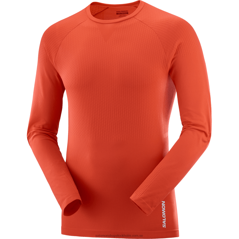 Salomon eldröd herr långärmad t-shirt - sense aero seamless T82RP231