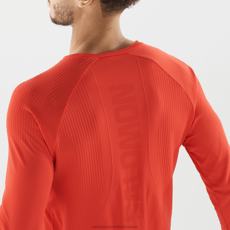 Salomon eldröd herr långärmad t-shirt - sense aero seamless T82RP231