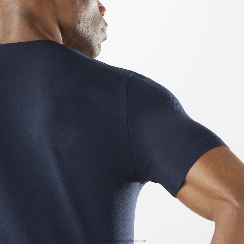 Salomon marinblå iris/natthimlen kortärmad t-shirt för män - väsentligt sömlös T82RP244