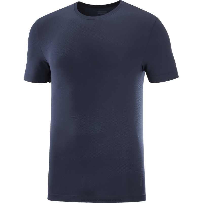 Salomon marinblå iris/natthimlen kortärmad t-shirt för män - väsentligt sömlös T82RP244