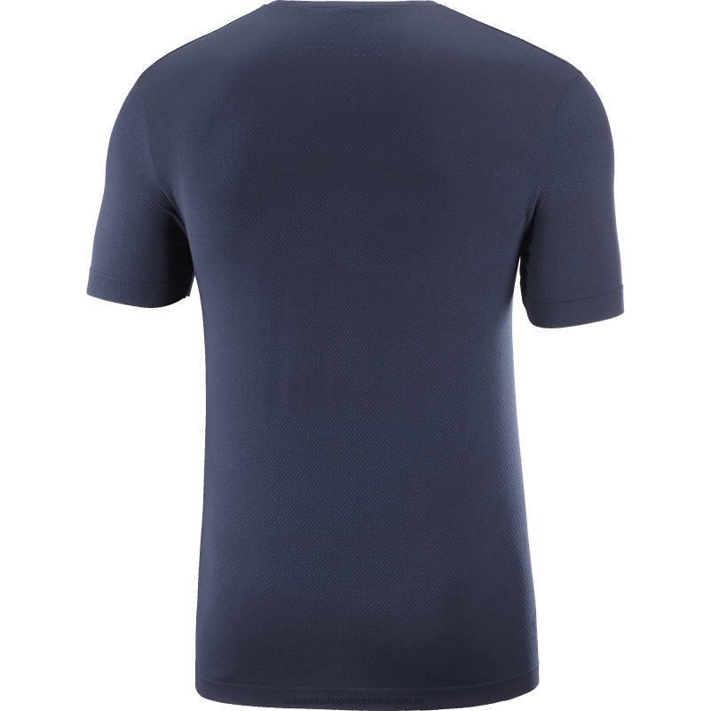 Salomon marinblå iris/natthimlen kortärmad t-shirt för män - väsentligt sömlös T82RP244
