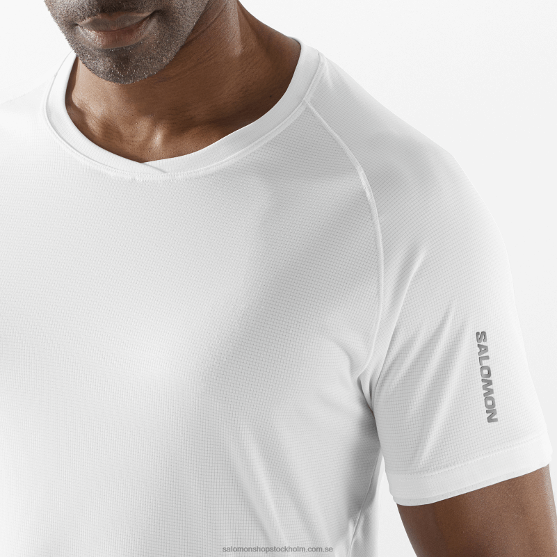 Salomon vit kortärmad herr t-shirt - equipe logotyp T82RP1196