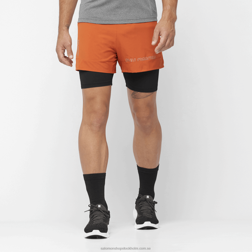 Salomon bränd ockra/djup svart herrshorts - cross 2in1 T82RP279