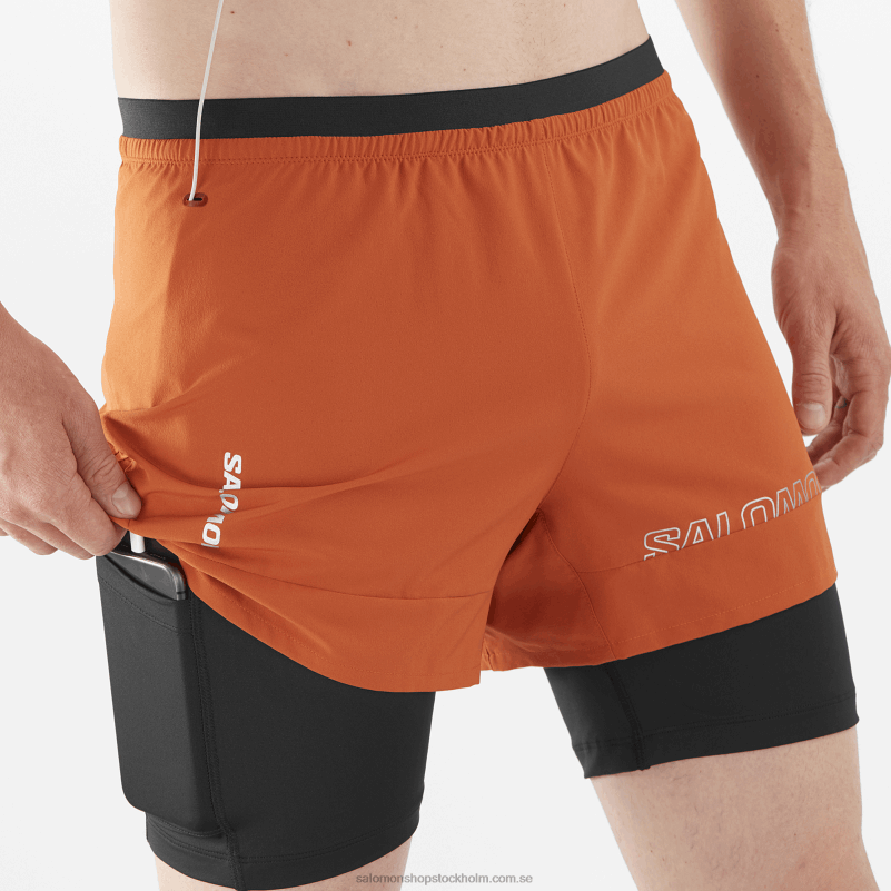 Salomon bränd ockra/djup svart herrshorts - cross 2in1 T82RP279