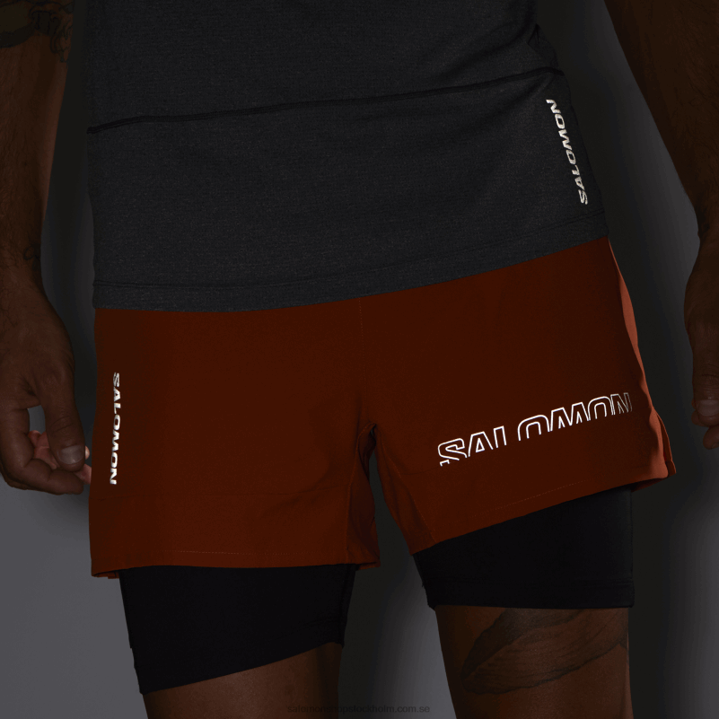 Salomon bränd ockra/djup svart herrshorts - cross 2in1 T82RP279