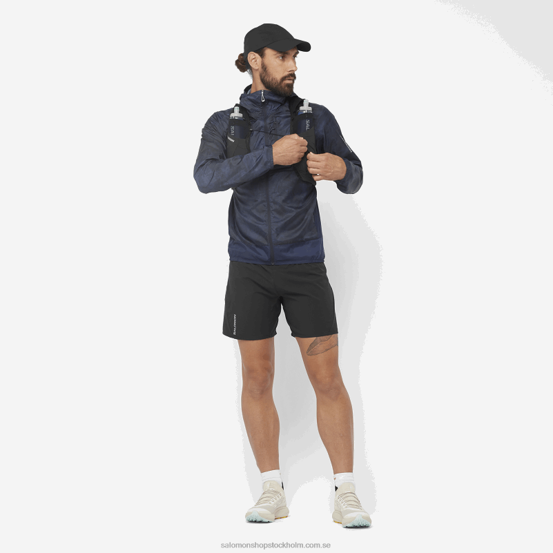 Salomon djup svart shorts för män - kors 7 T82RP266