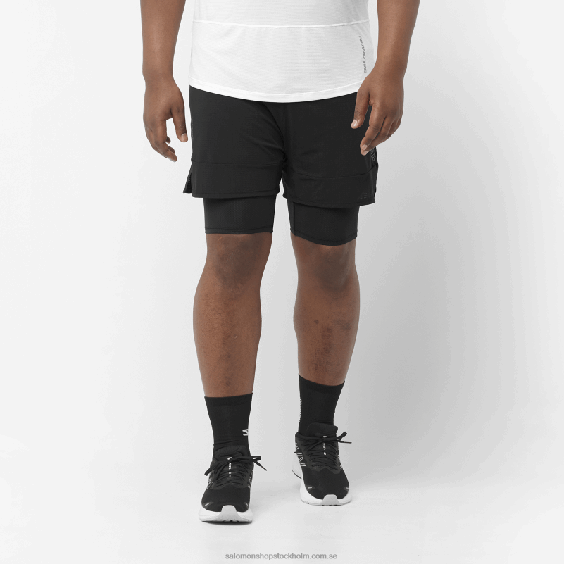 Salomon djup svart shorts för män - sense aero 2in1 T82RP292