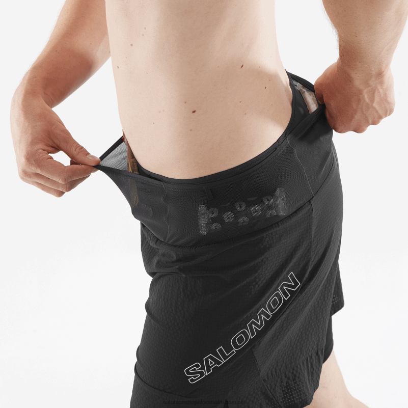 Salomon djup svart shorts för män - sense aero 2in1 T82RP292