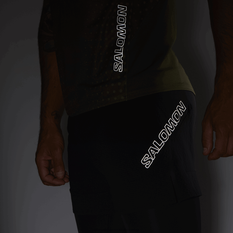 Salomon djup svart shorts för män - sense aero 2in1 T82RP292