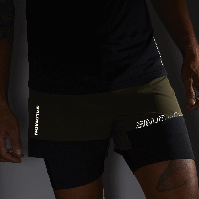 Salomon druvblad/djup svart herrshorts - cross 2in1 T82RP278