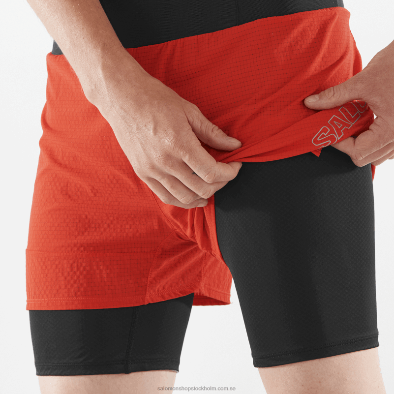 Salomon eldröd shorts för män - sense aero 2in1 T82RP293