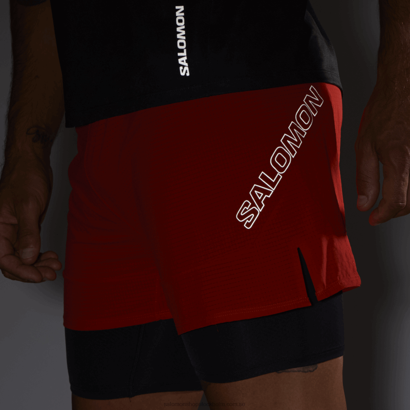 Salomon eldröd shorts för män - sense aero 2in1 T82RP293