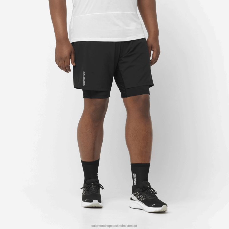 Salomon svart herrshorts - cross twinskin T82RP300