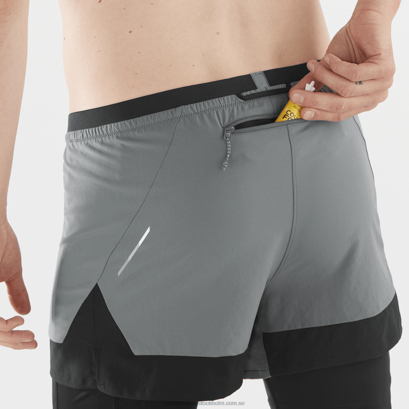 Salomon tyst nyans/djup svart herrshorts - cross 2in1 T82RP280
