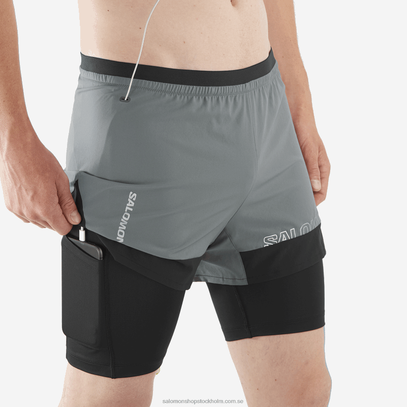 Salomon tyst nyans/djup svart herrshorts - cross 2in1 T82RP280