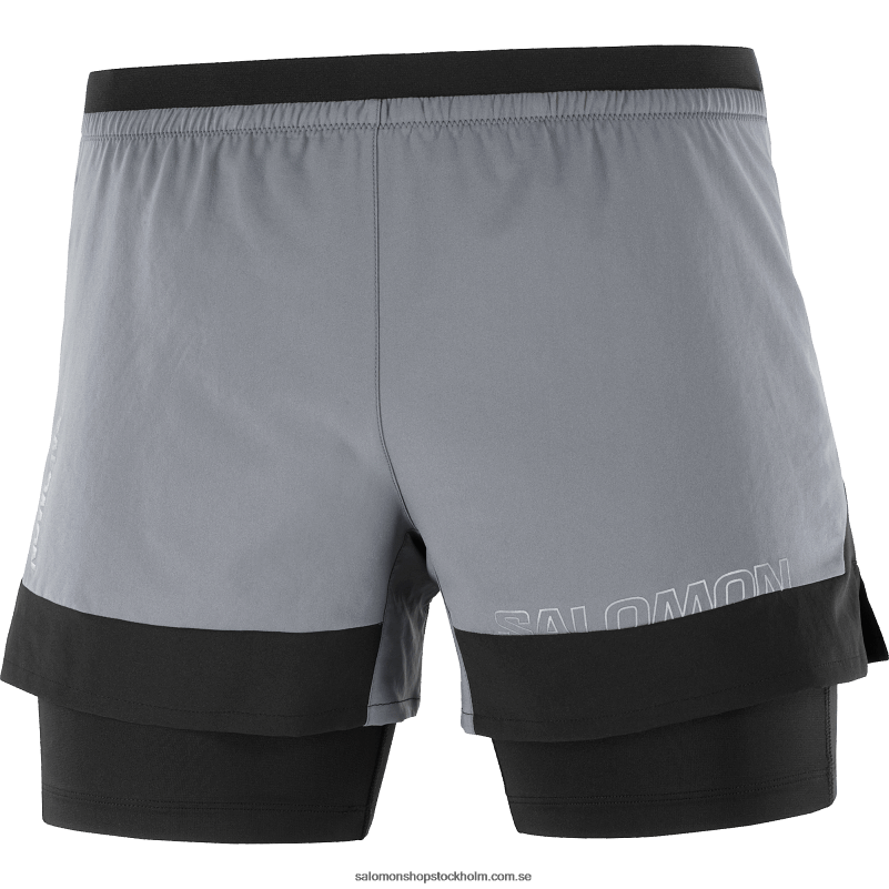 Salomon tyst nyans/djup svart herrshorts - cross 2in1 T82RP280