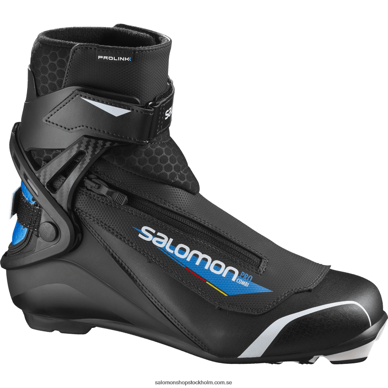 Salomon mörk marin/svart/processblå klassiska nordiska skridskoskor för män - pro combi prolink T82RP701