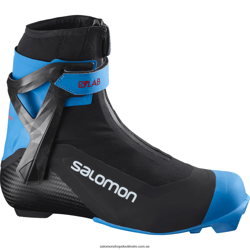 Salomon svart/processblå herrskridsko nordiska stövlar - s/lab carbon skate el T82RP697