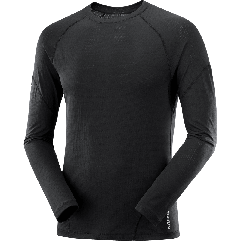 Salomon djup svart herr långärmad t-shirt - cross run T82RP539
