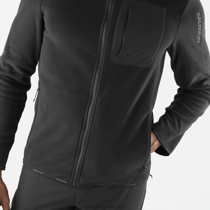 Salomon djup svart mellanlagerjacka med hel dragkedja för män - outline polartec T82RP535