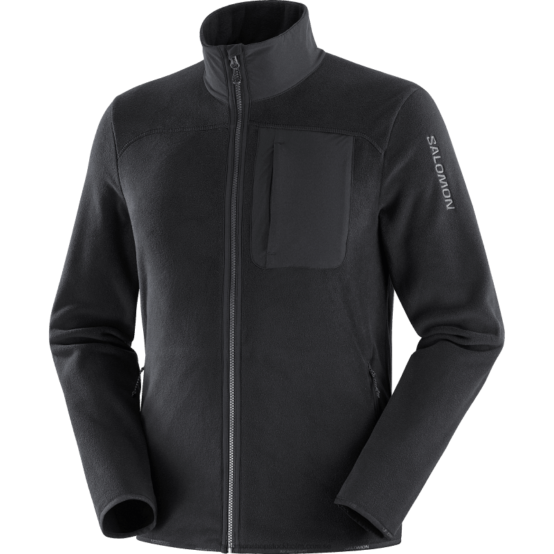 Salomon djup svart mellanlagerjacka med hel dragkedja för män - outline polartec T82RP535