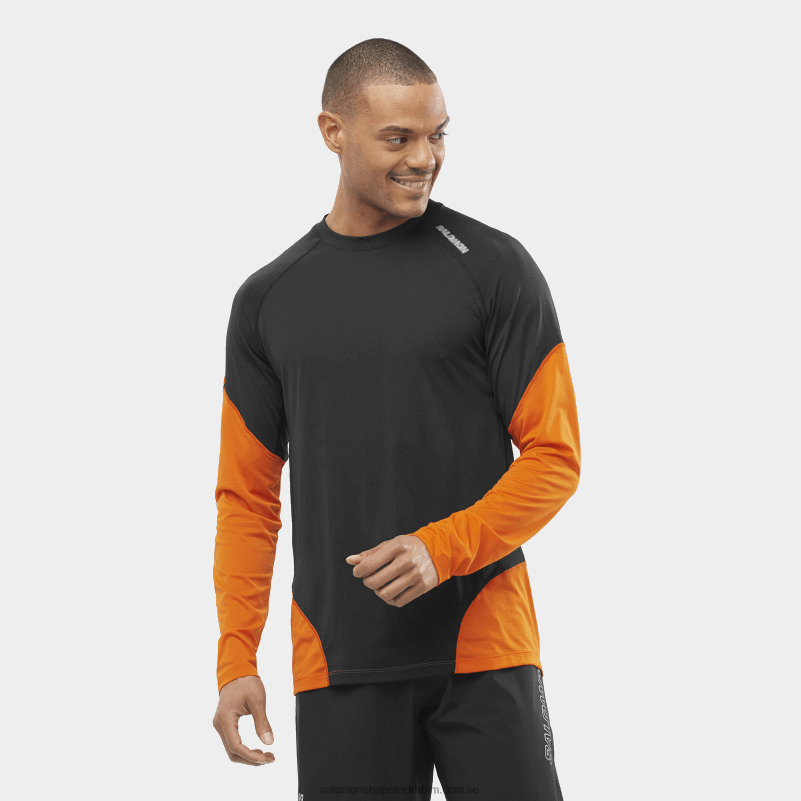 Salomon djup svart/scharlakansröd ibis/nocturne herr långärmad t-shirt - cross run T82RP540