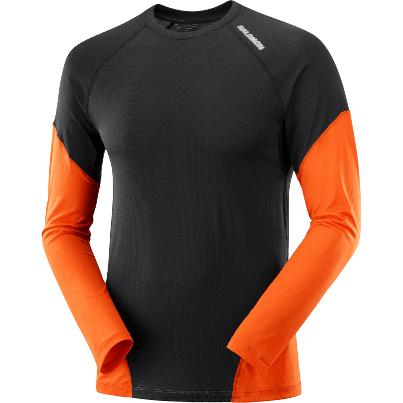 Salomon djup svart/scharlakansröd ibis/nocturne herr långärmad t-shirt - cross run T82RP540
