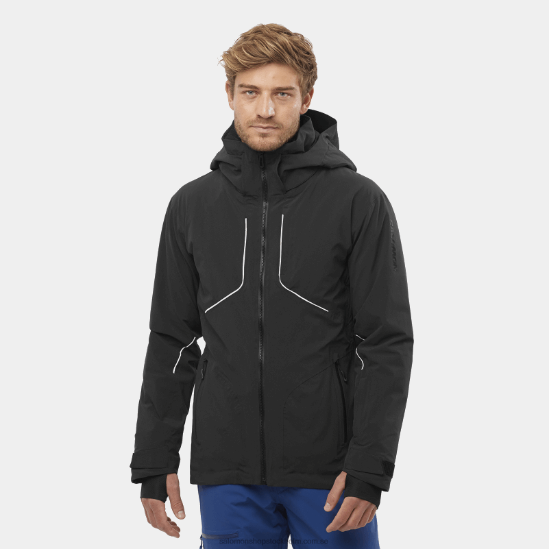 Salomon djup svart/vit Isolerad huvjacka för män - briljant T82RP543