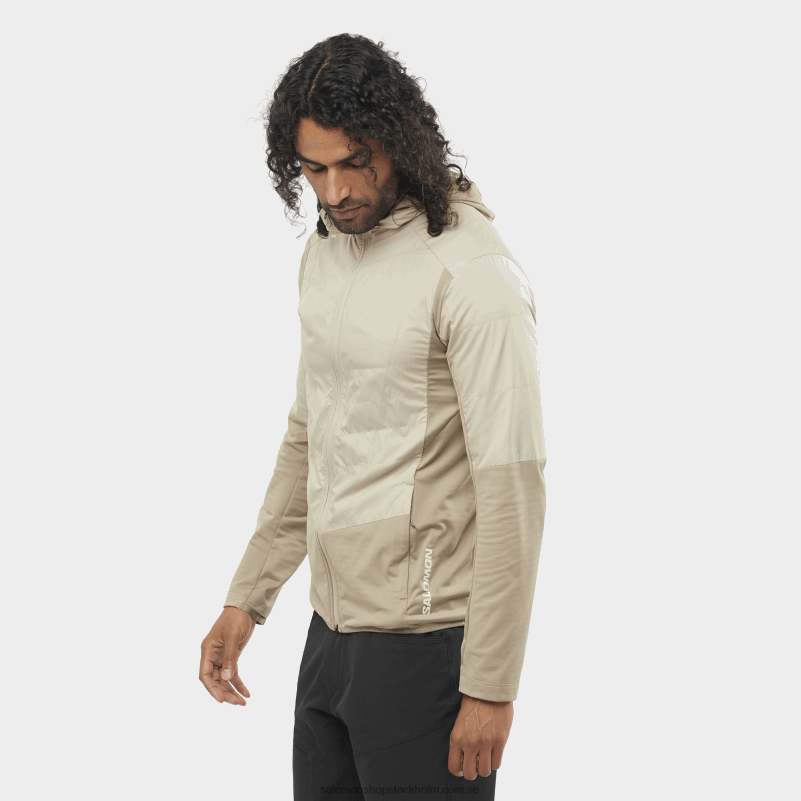 Salomon rostade cashew/plaza taupe mäns mellanlagerjacka med huva - kontur hela säsongen hybrid T82RP558
