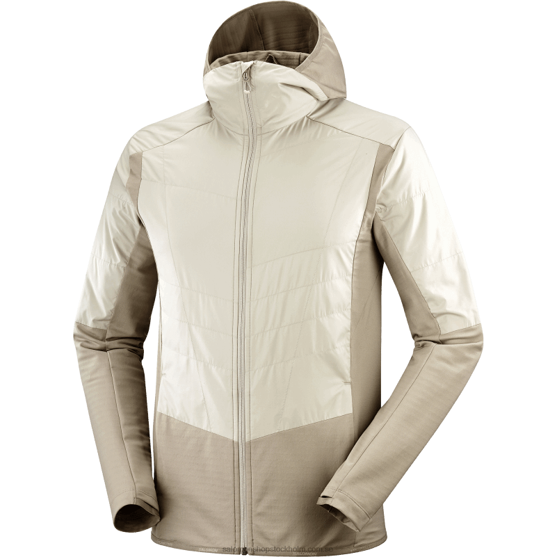 Salomon rostade cashew/plaza taupe mäns mellanlagerjacka med huva - kontur hela säsongen hybrid T82RP558