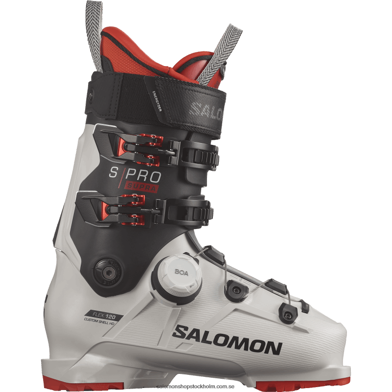 Salomon grå norrsken/svart/röd pistkängor för män - s/pro supra boa 120 T82RP1238