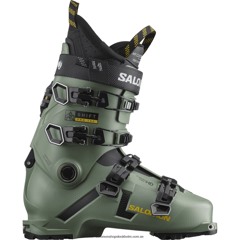 Salomon olja grön/svart/solenergi friåkningsstövlar för män - shift pro 100 kl T82RP1232