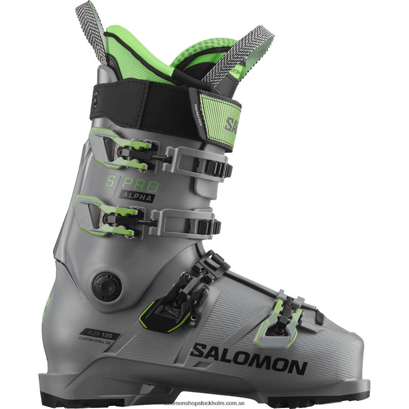 Salomon stålgrå/pastell neongrön 1/svart pistkängor för män - s/pro alpha 120 T82RP1230