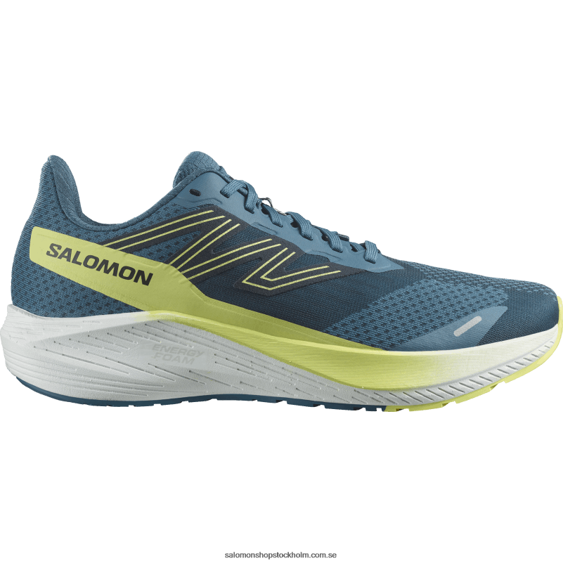 Salomon blå aska/solig lime/mörk safir löparskor för män - aero blaze T82RP1068