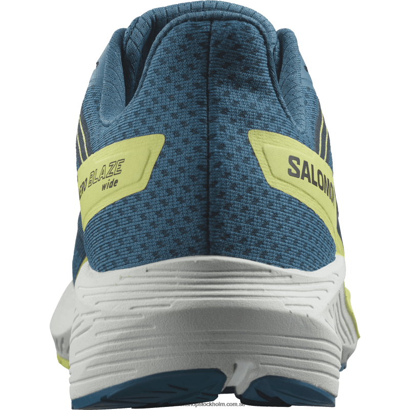 Salomon blå aska/solig lime/mörk safir löparskor för män - aero blaze wide T82RP58