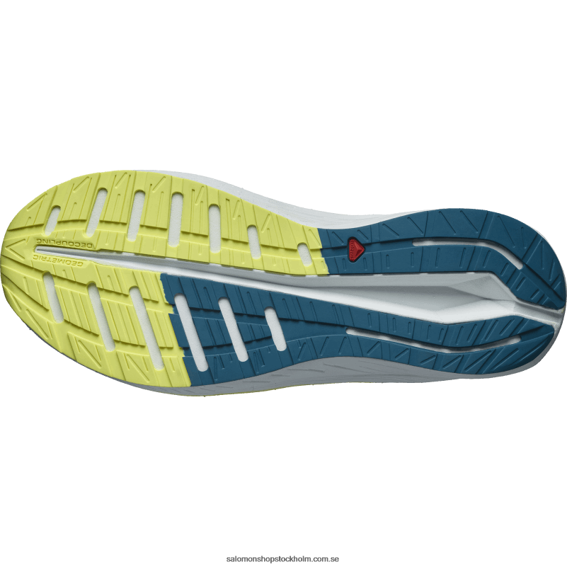 Salomon blå aska/solig lime/mörk safir löparskor för män - aero blaze wide T82RP58