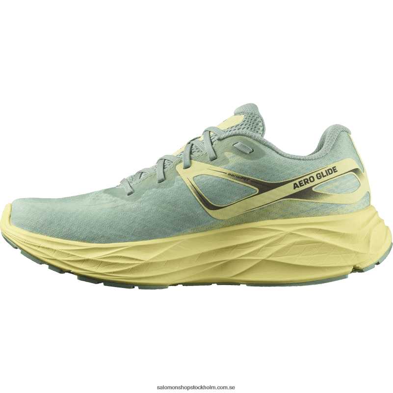 Salomon granitgrön/gul iris/vit löparskor för män - aero glide T82RP1062