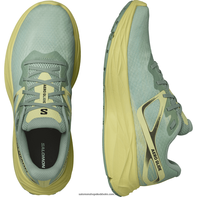 Salomon granitgrön/gul iris/vit löparskor för män - aero glide T82RP1062