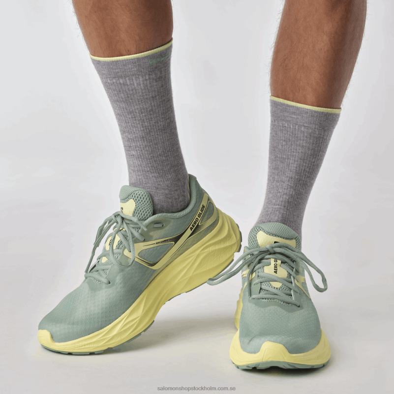 Salomon granitgrön/gul iris/vit löparskor för män - aero glide T82RP1062